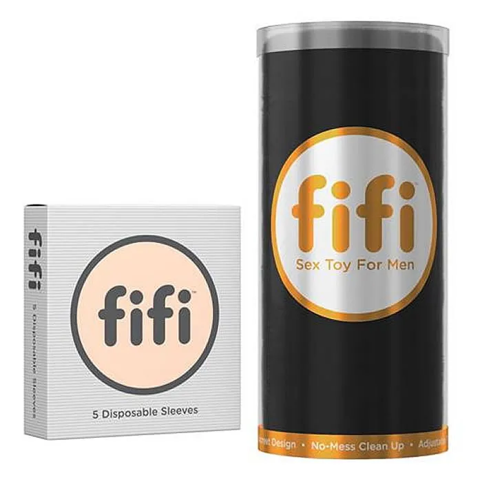 Fifi Male Masturbator med 5 sleevesSort Kunstlæder