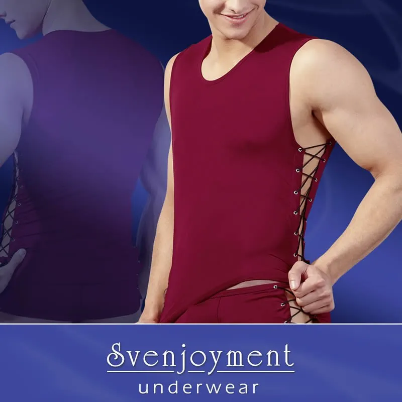 Herre Shirt med Snørrer i BordeauxM