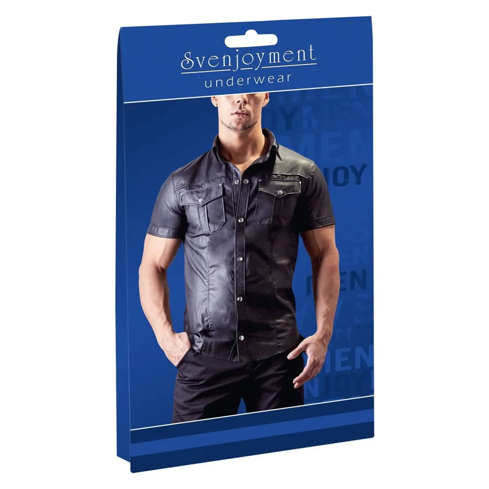 Skjorte til ham i Sort læderlookL