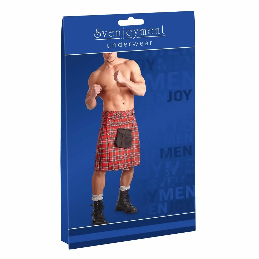 Skotsk Highlander Kilt i Rød og HvidXL