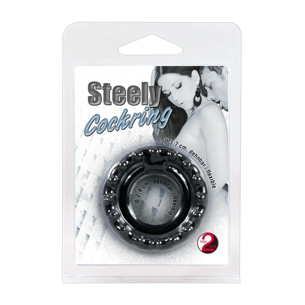 Penisring Steely Cockring med TestikelringSort