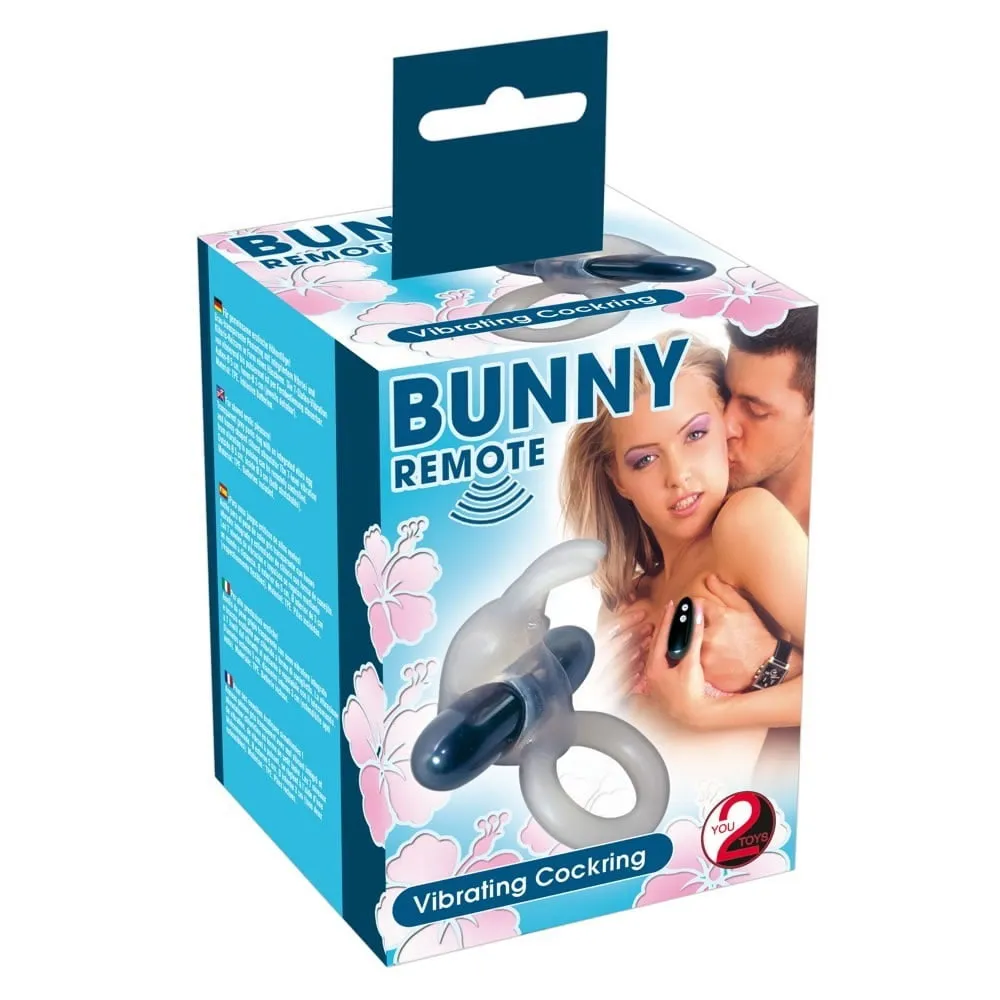 Bunny Vibro-Cockring med FjernbetjeningSort / Gennemsigtig