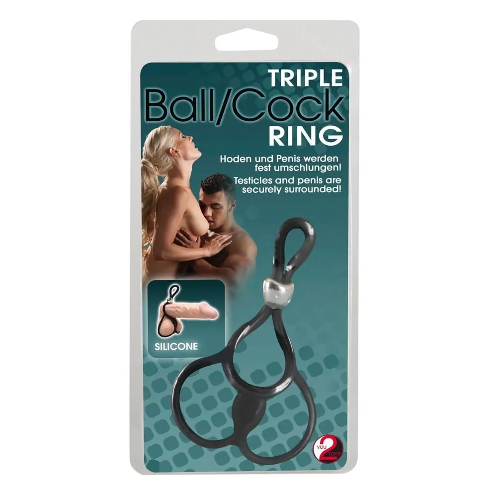 Penisring Triple Ball & Cock Ring med TestikelringeSort