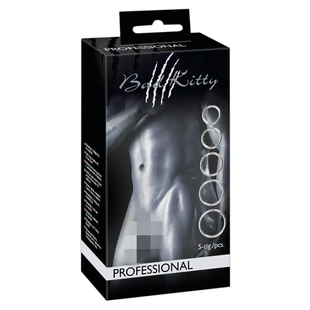 Penisring sæt i Metal med 5 penisringeStål