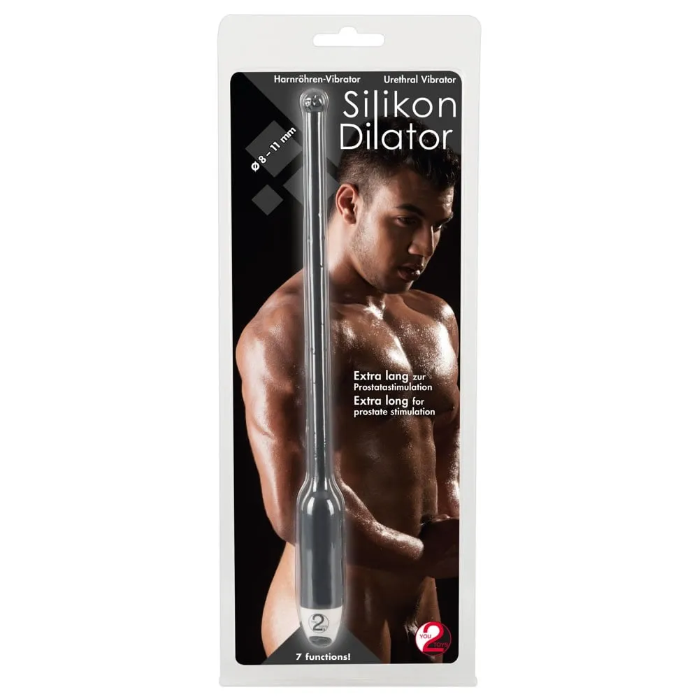 Silikone Dilator Ekstra Lang med VibratorSort / Hvid