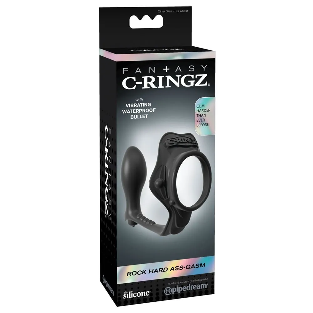 Fantasy C-Ringz Rock Hard Ass-Gasm Penisring og Anal VibratorSort
