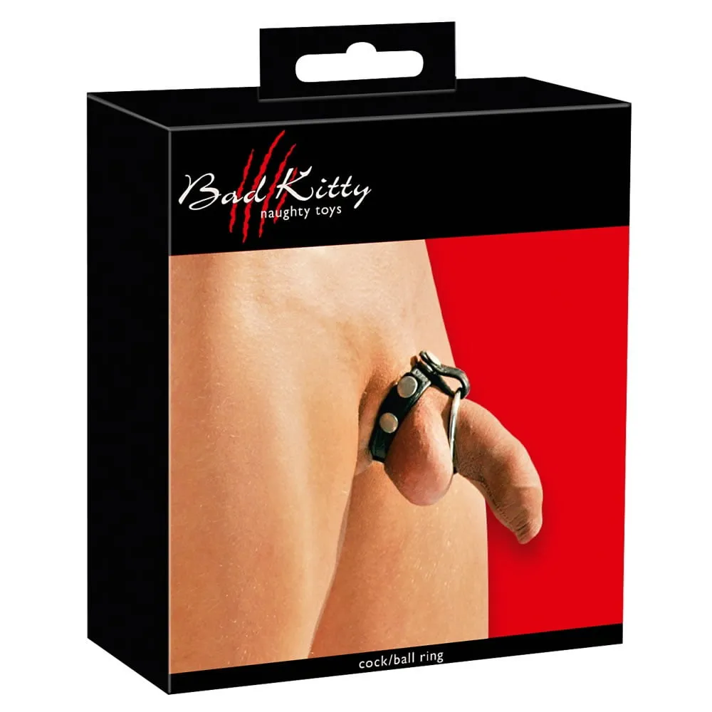 Læder elskovsrem med 3 penisringeOnesize