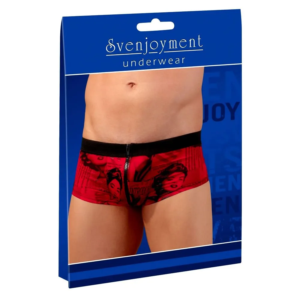 Tights i Rød med Flot Motiv og LynlåsM