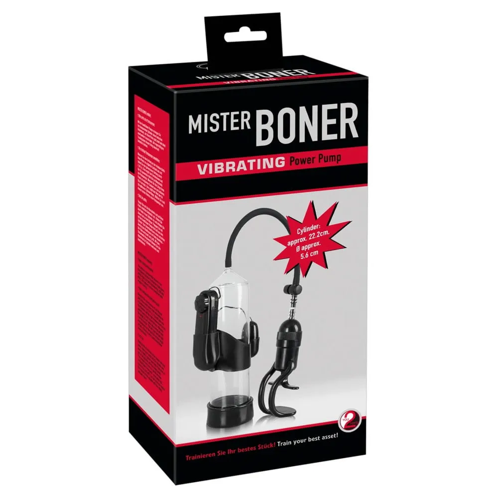 Mister Boner Penispumpe med VibratorTransparent / Sort