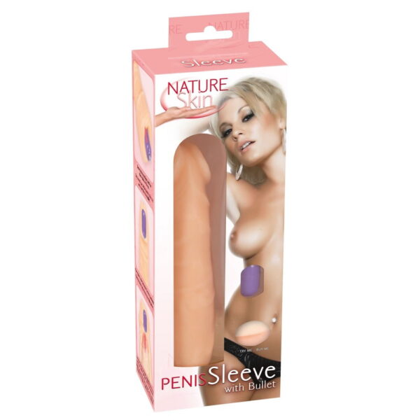 Nature Skin Penis Sleeve med Bullet VibratorOnesize