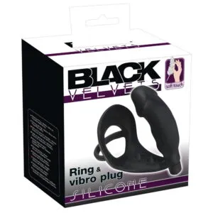 Black Velvets Vibro Penisring med Anal Plug i Silikone