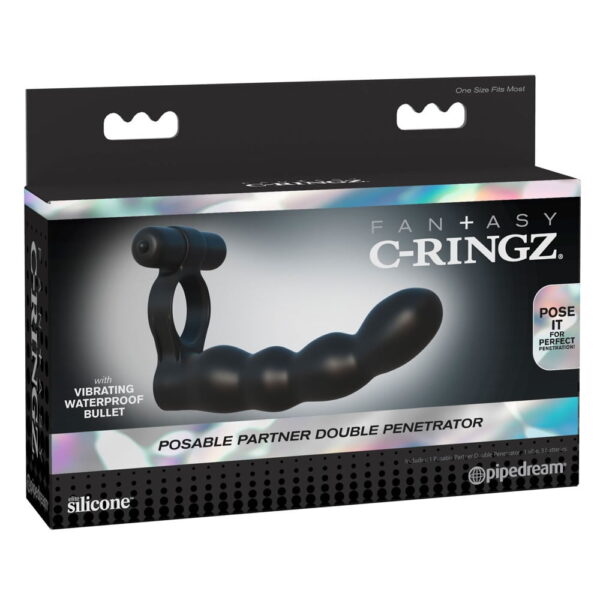 Posable Partner Double Penetrator Penisring og Anal DildoSort