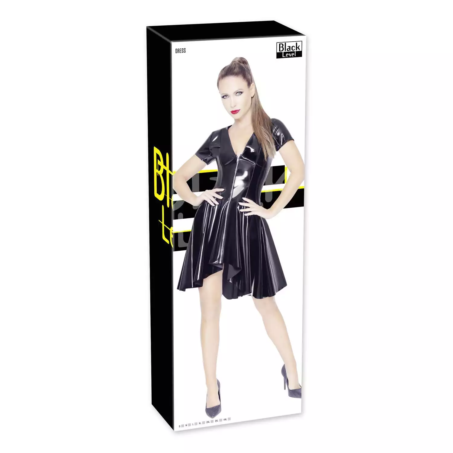 Vinyl Kjole med Plissering og Asymmetrisk Snit - Billede 2