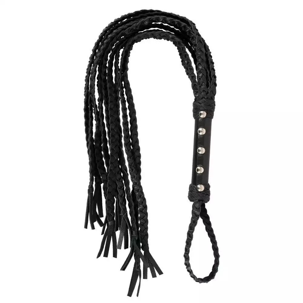 CatONine 9 halet flogger pisk i læderSort