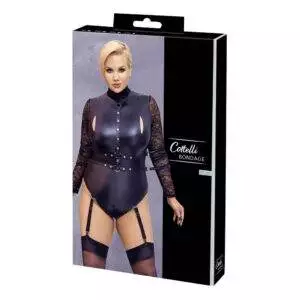 Plus Size Wetlook Body med Blonde Ærmer og Armlænker