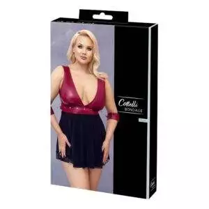 Plus Size Babydoll i Wetlook og Tyl med Armlænker