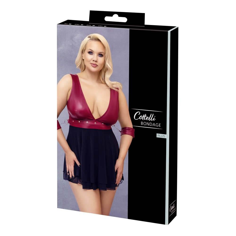 Plus Size Babydoll i Wetlook og Tyl med Armlænker4XL