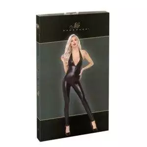 Noir Wetlook Catsuit med Halterneck