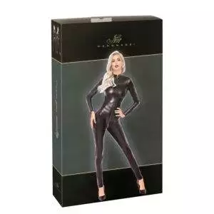 Noir Wetlook Jumpsuit med Slangeskind Look