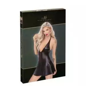 Noir Wetlook Kjole med Top i Slangeskindslook