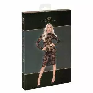 Noir Lingeri Kjole med Fløjl Flock Print