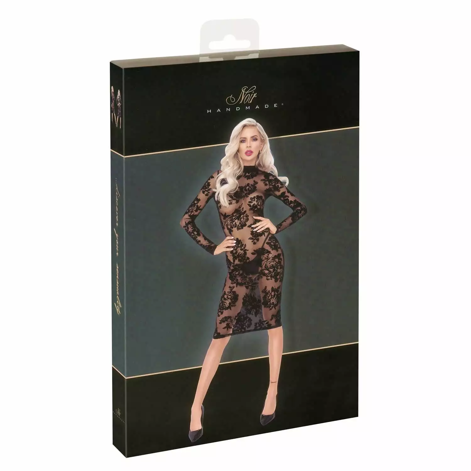 Noir Lingeri Kjole med Fløjl Flock PrintXL