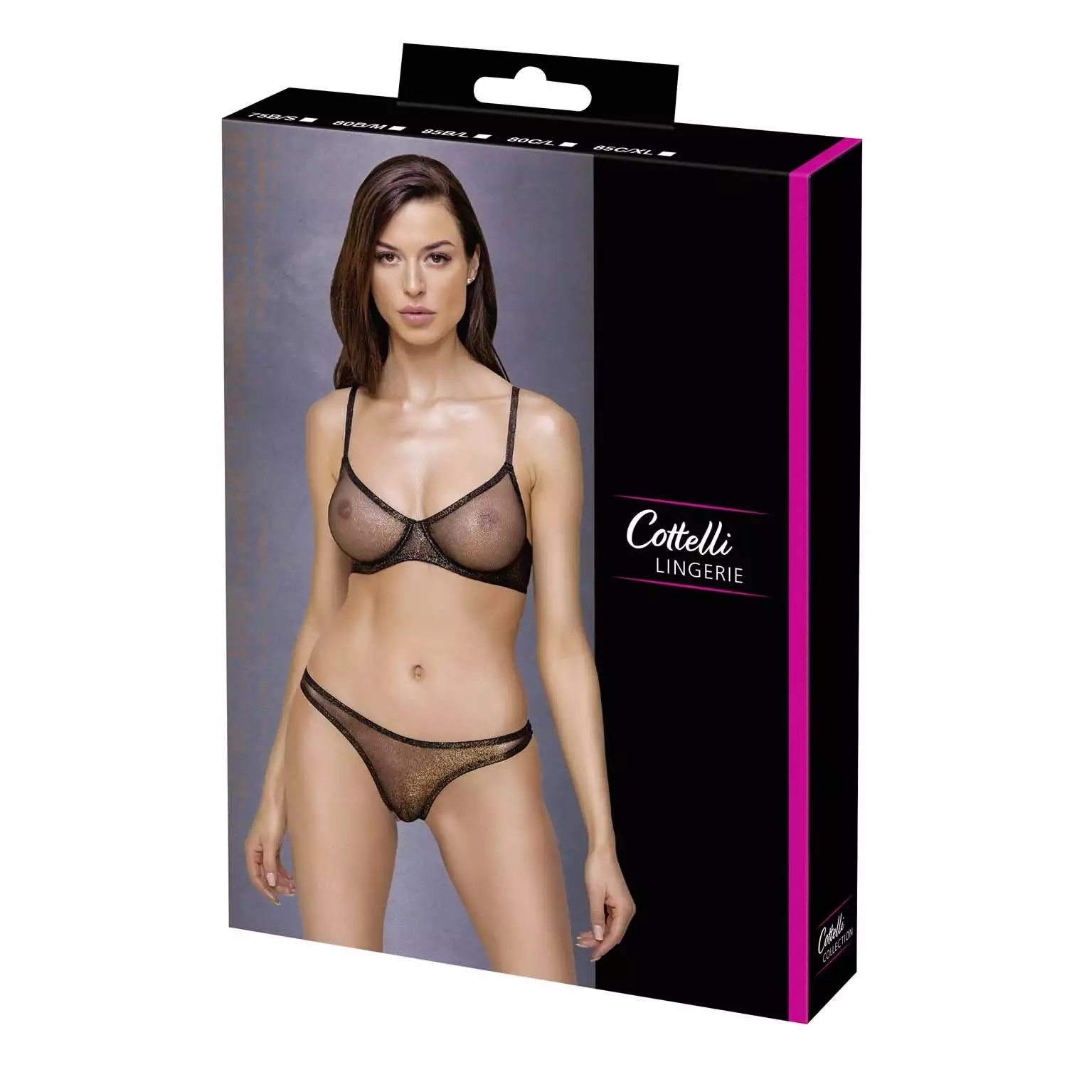 BH sæt i Transparent med Guld Farvet Glimmer85C / XL