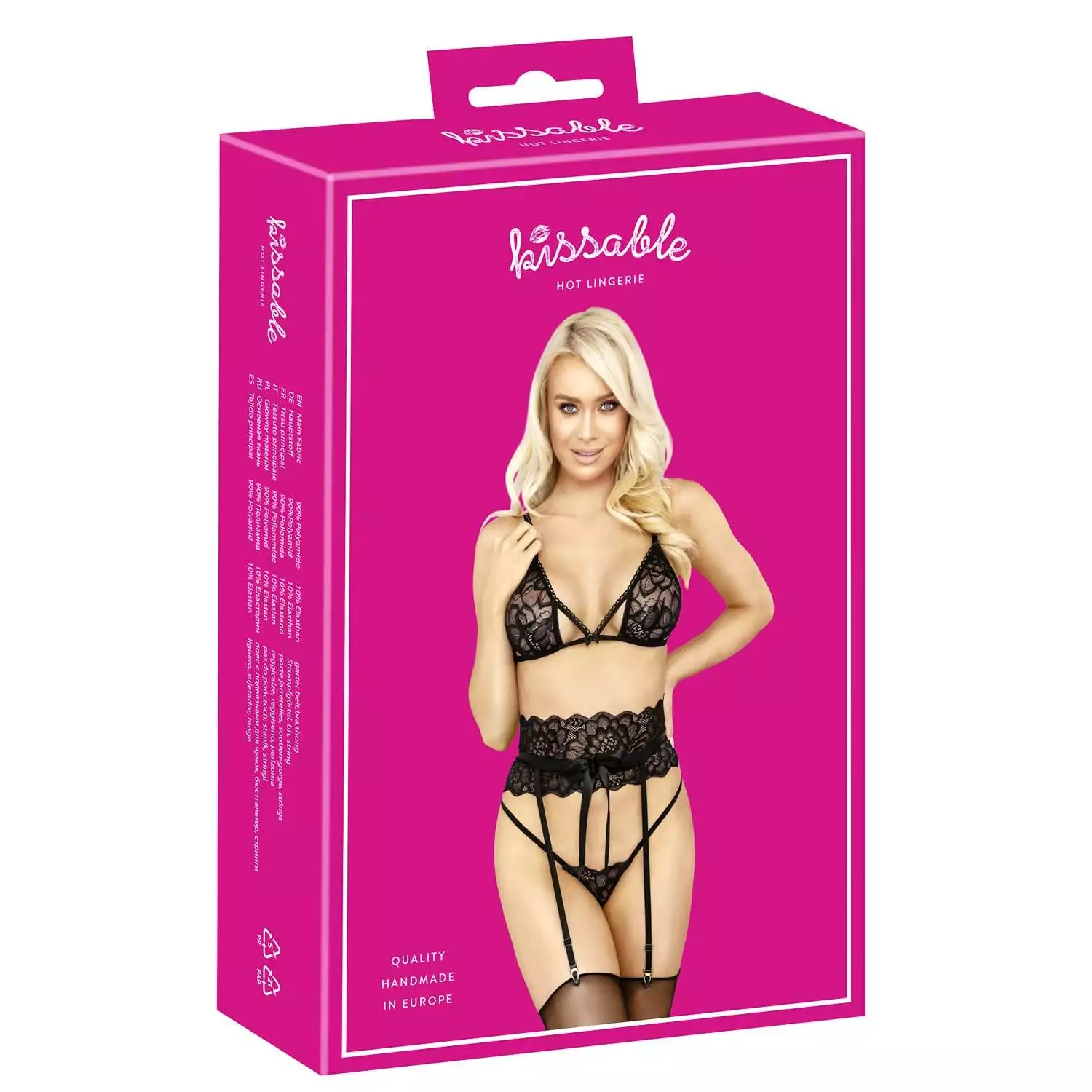 Kissable Lingeri Sæt med Hofteholder og Satin SløjfeL/XL