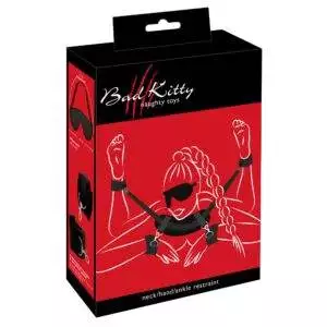 Bad Kitty Bondage Sæt til Hånd, Nakke og Fod med Maske