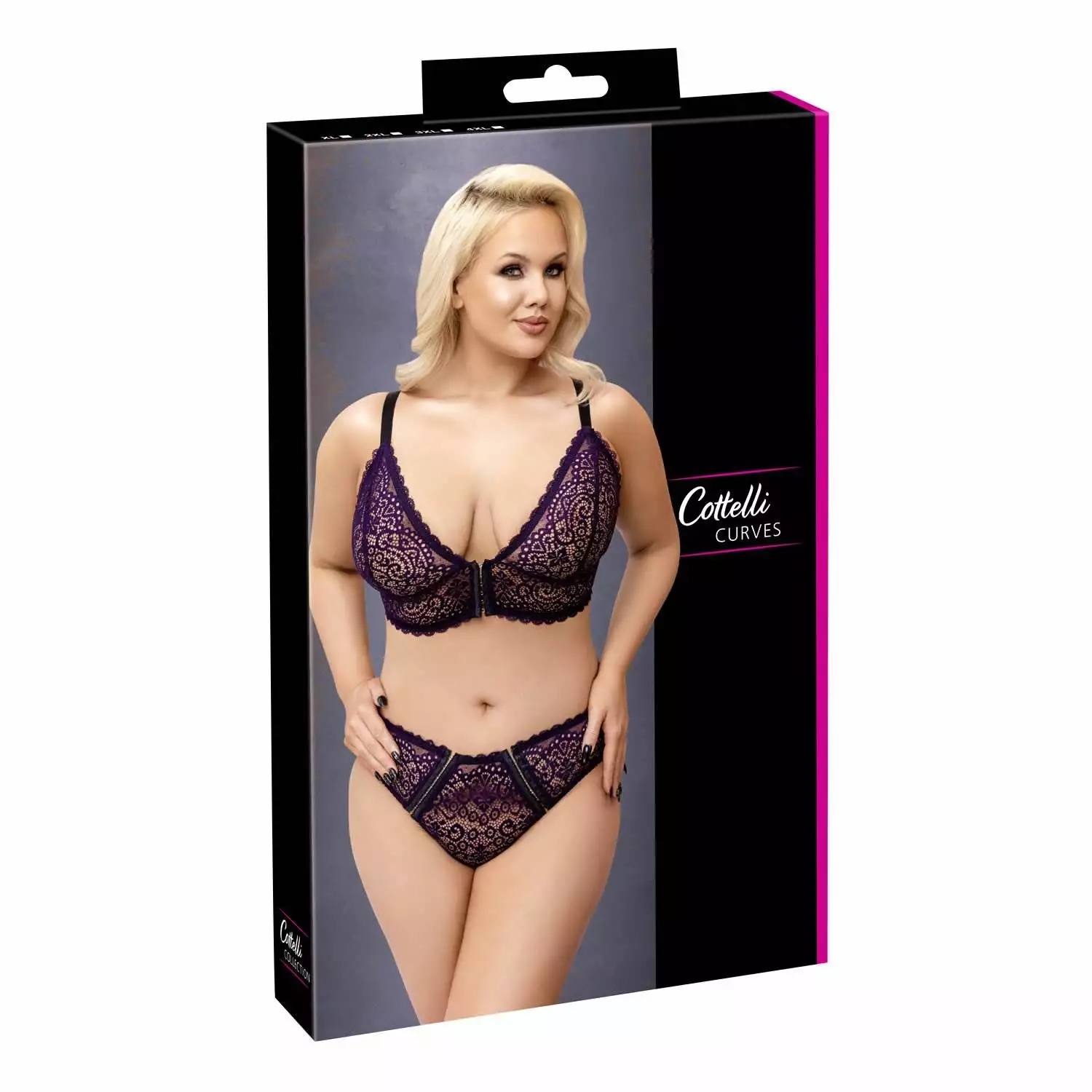 Plus Size Blonde Bralette med Brief Trusse i Lilla4XL