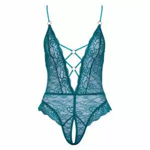 Grøn Blonde Body med Dyb Udskæring og Åben Skridt