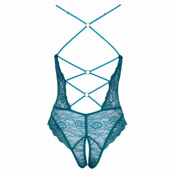 Grøn Blonde Body med Dyb Udskæring og Åben Skridt - Image 10