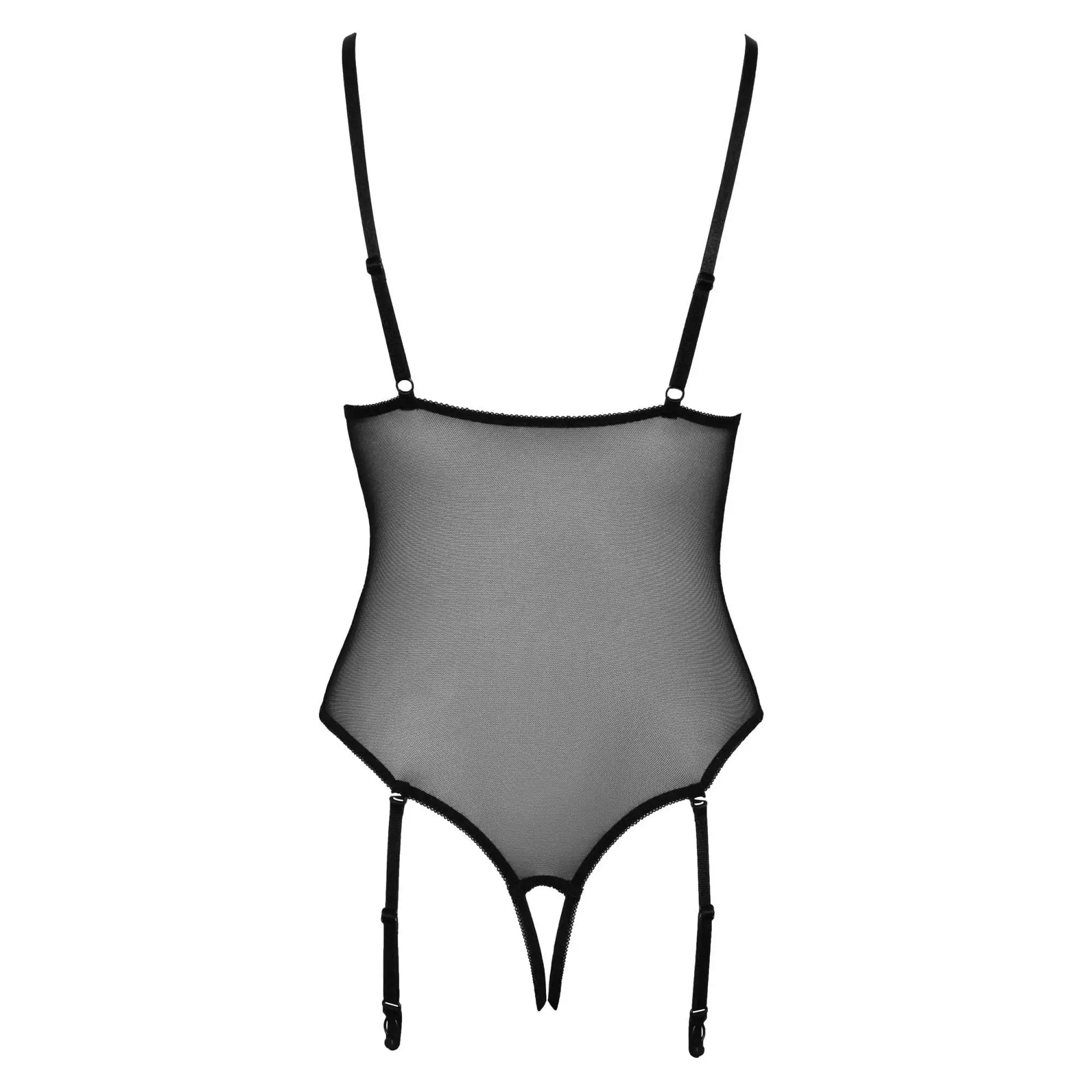 Sort Blonde Body med Strømpeholdere og Åben Skridt - Billede 11