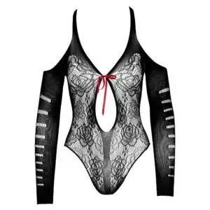 Net Body med blonde look, lange ærmer og rød sløjfe