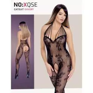 NO:XQSE Bundløs Net Catsuit med Tynde Skulderstropper