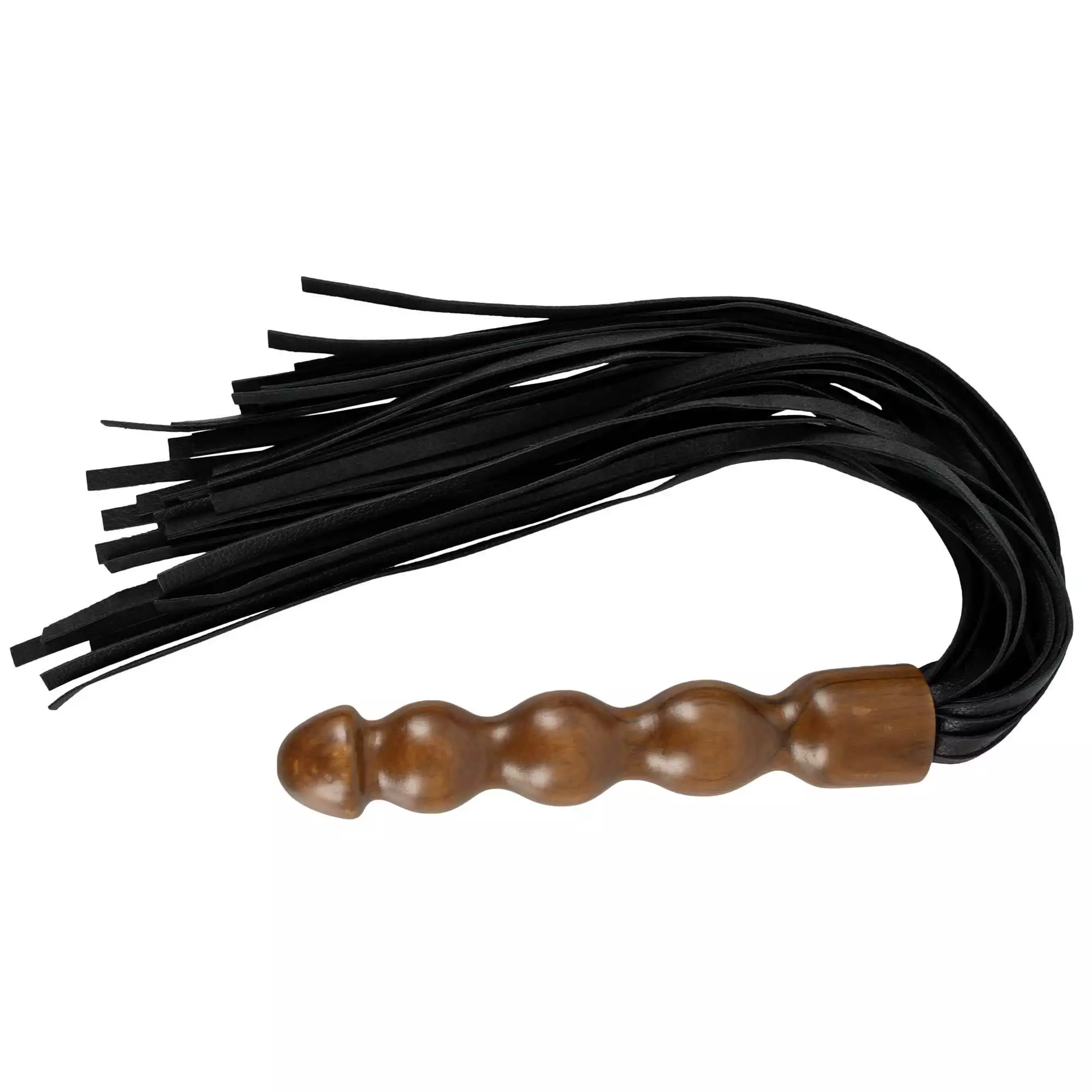 Læder Flogger Pisk med Træ GrebSort / Brun