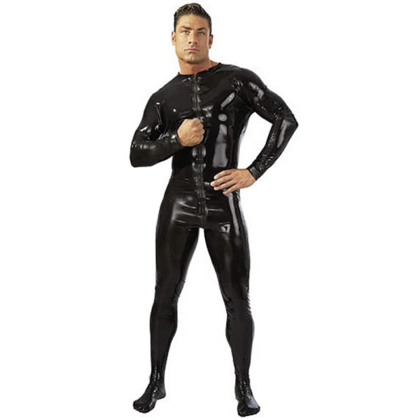 Herre Latex Heldragt i sort - Image 2