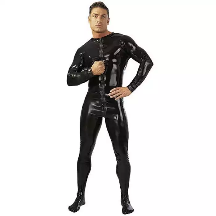 Herre Latex Heldragt i sort - Billede 2