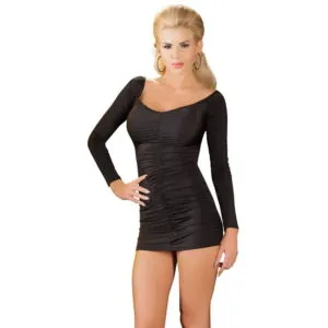 Gennemsigtig Sort Minikjole med Draperinger