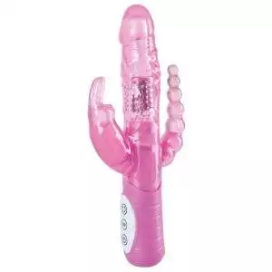 3 x Lust Rabbit Perlevibrator Dildo med Analvibrator