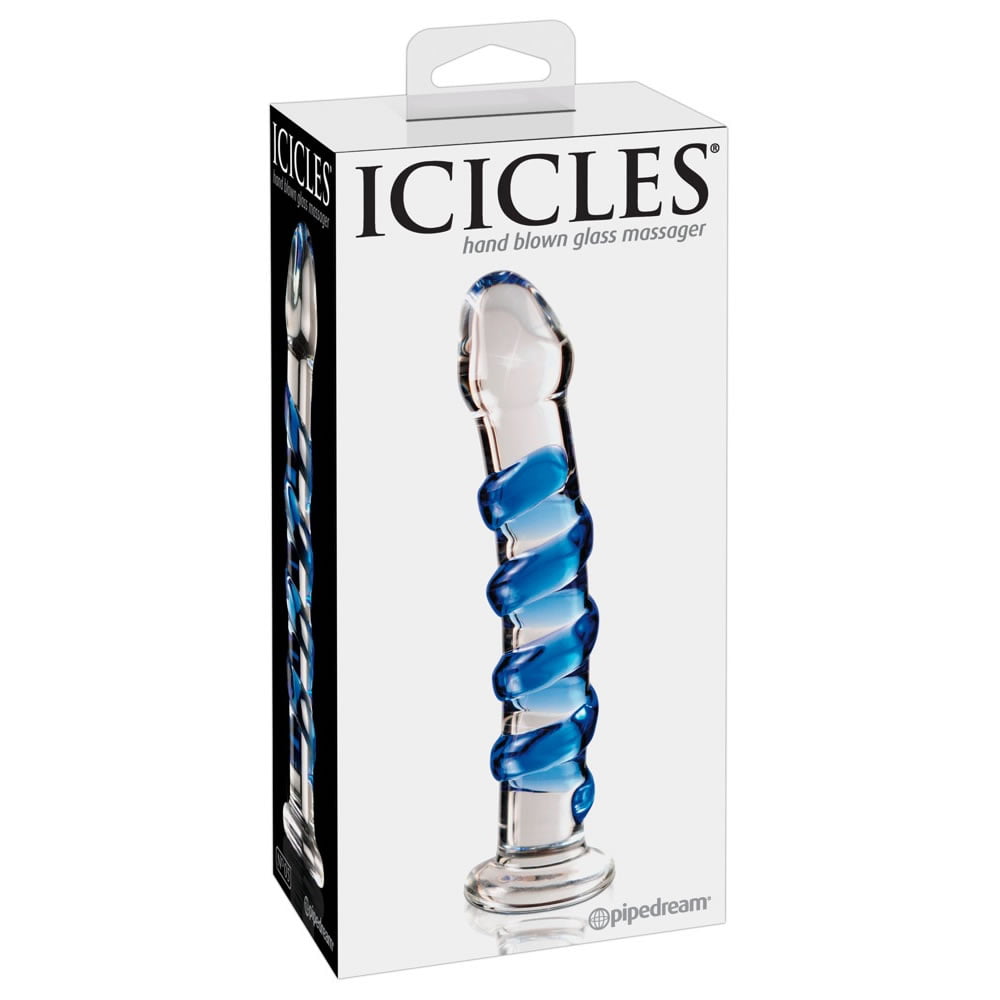 Icicles no. 5 Glas DildoBlå / Transparent