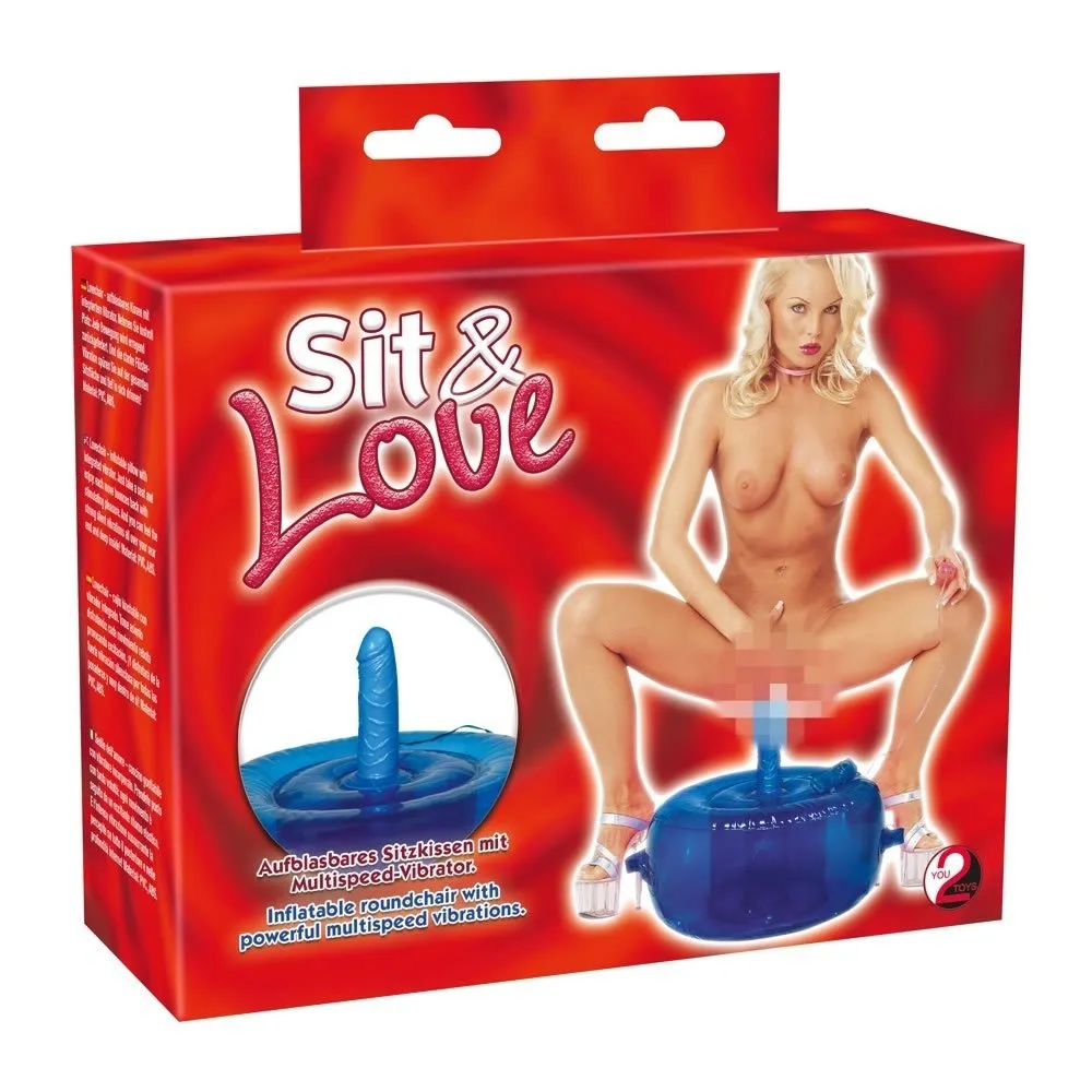 Sit and Love Oppustelig Pude med VibratorBlå