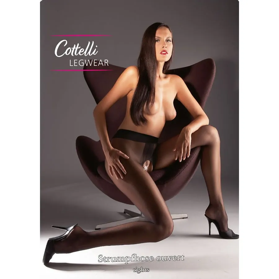 Satin Sheer Strømpebukser i SortXL