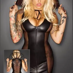 Noir Exclusive Wetlook Kjole med Krave