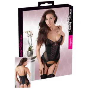 Camisette Riana i Sort med Strømpeholdere