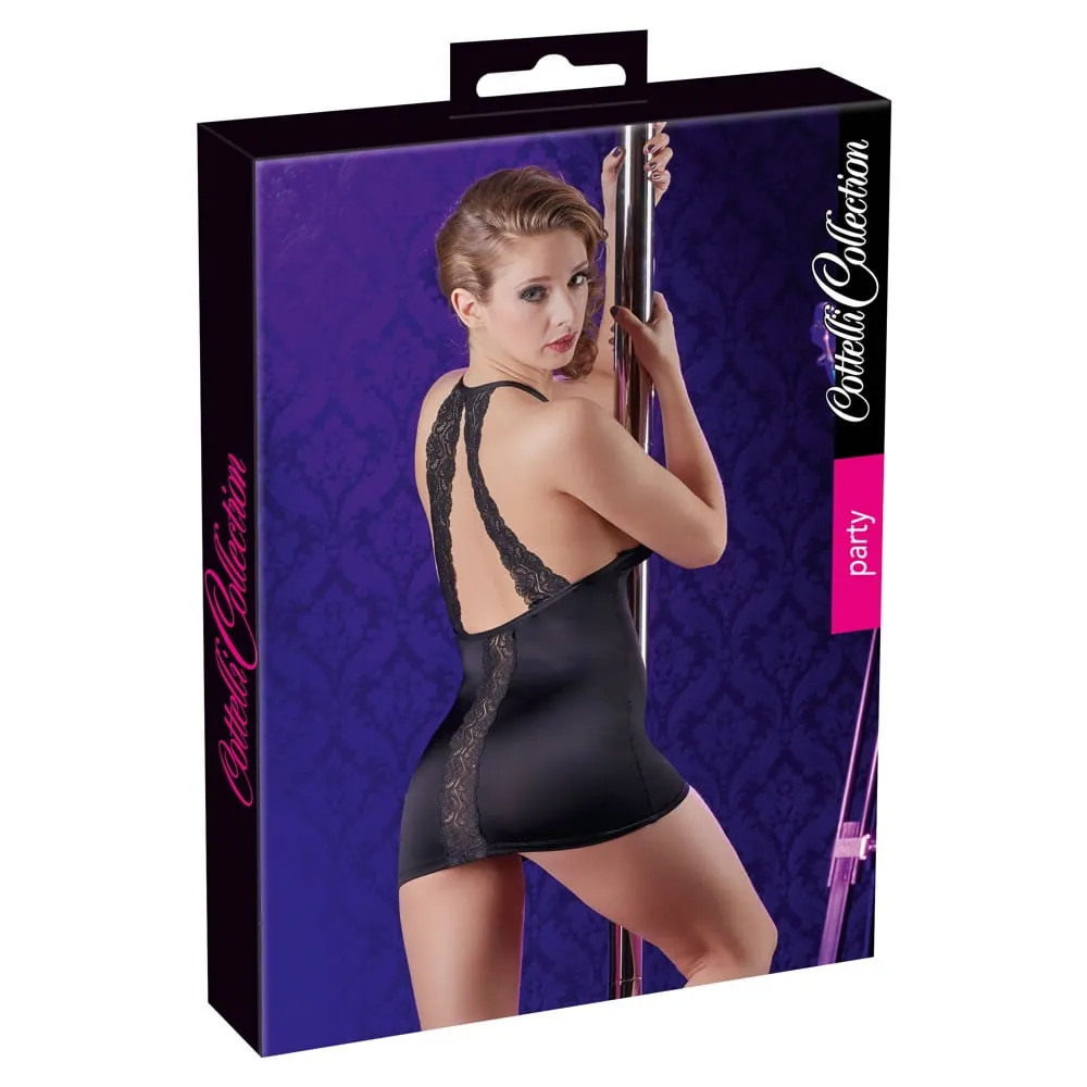 Party kjole i sort med blonderXL