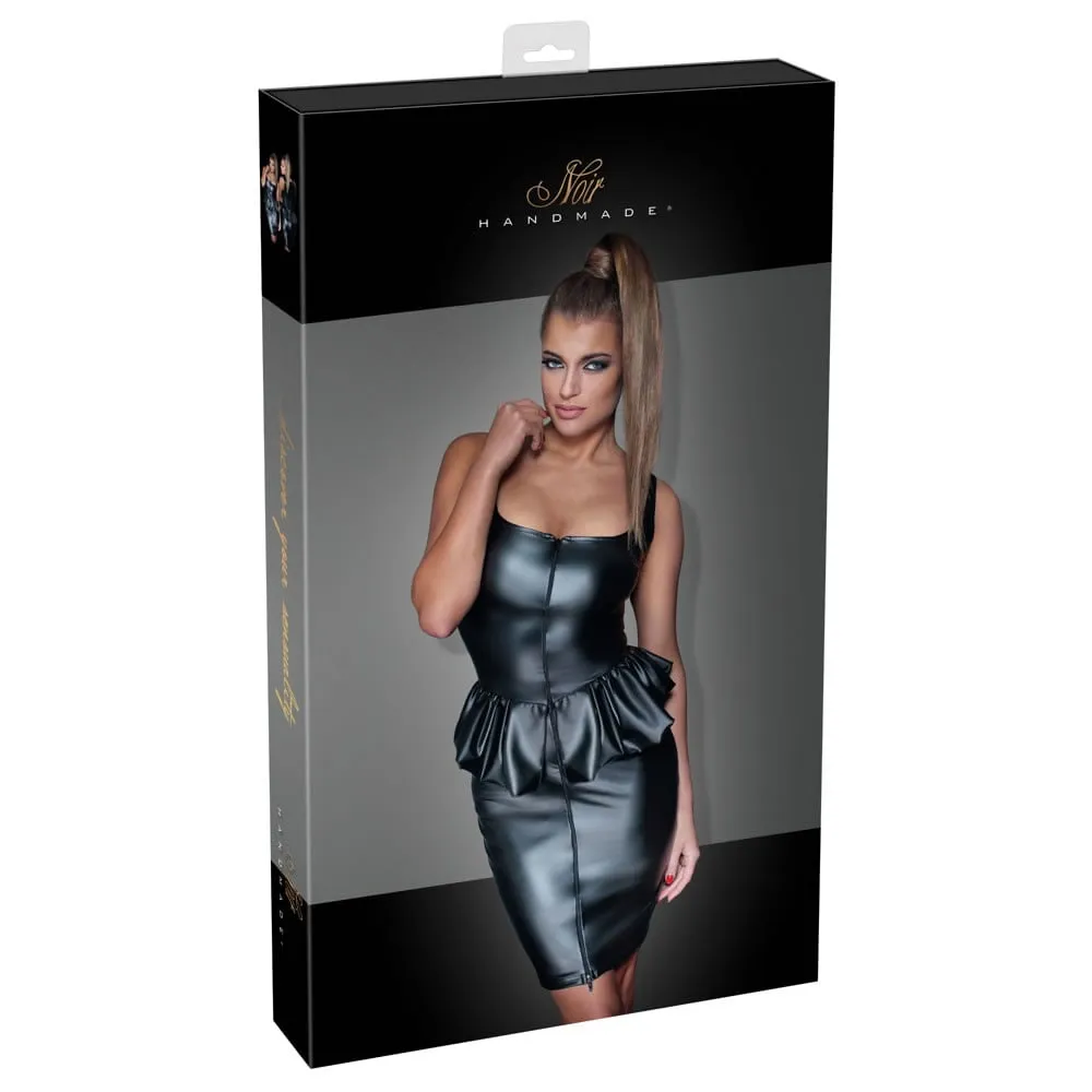 Noir Handmade Wetlook Kjole med PeplumL