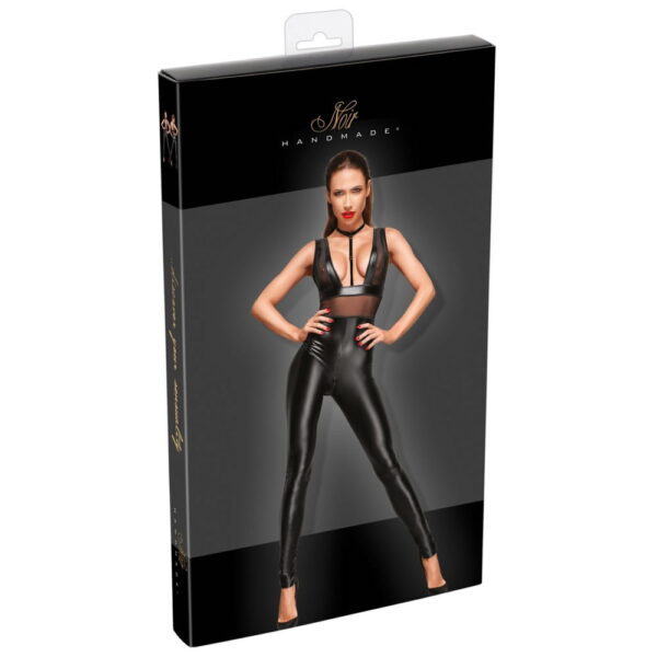 Noir Wetlook Jumpsuit med Gennemsigtig TopXL