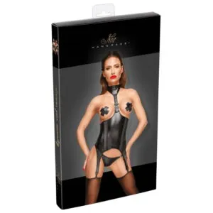 Noir Wetlook Brystfri Bustier med Snører