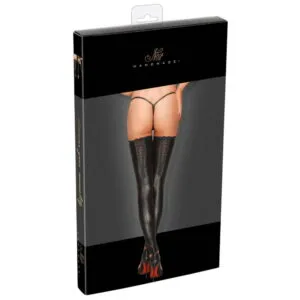 Noir Wetlook Selvsiddende Strømper uden fod med Brodering